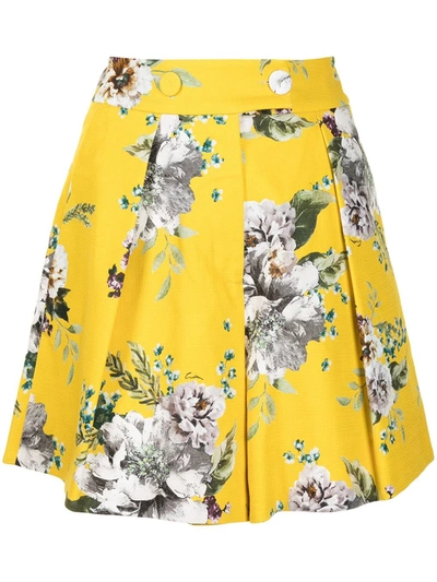 Erdem Howard Floral Cotton-blend Shorts In Yellow