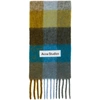 Acne Studios Green & Blue Alpaca & Mohair Large Check Scarf In Olive/turquoise/grey