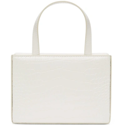 Amina Muaddi Mini Croc-embossed Leather Giorgia Top-handle Bag In White