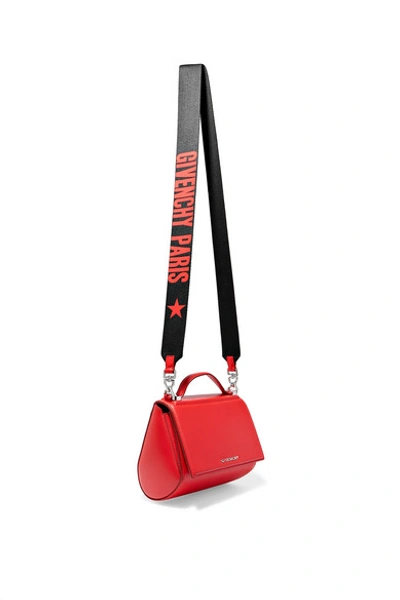 Givenchy Mini Pandora Box Leather Bag W/ Strap, Red