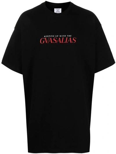 Vetements Oversized "gvasalias" Logo-print T-shirt In Black