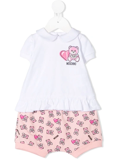 Moschino Babies' Kids Teddy Bear Shirt And Shorts Set (2-24 Months) In White