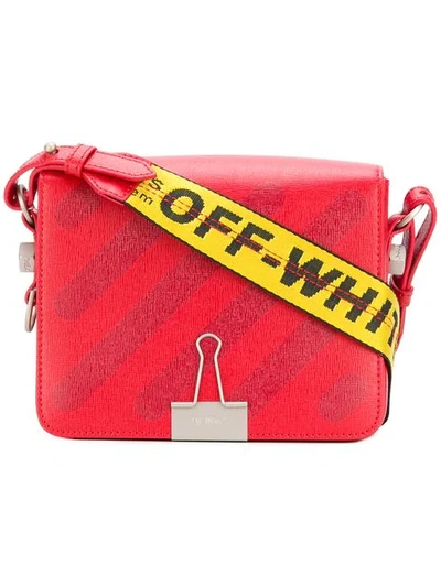 Off-white Binder Clip Velvet Shoulder Bag In Red