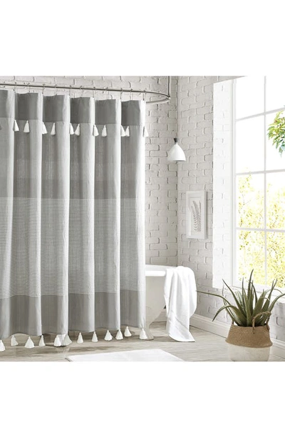 Peri Home Panama Stripe Shower Curtain In Grey