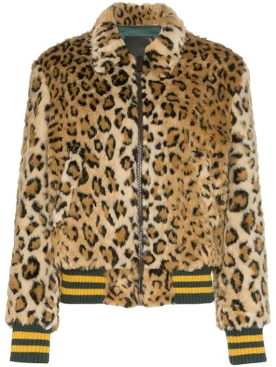 R13 X Alison Mosshart Leopard Print Bomber Jacket In Brown