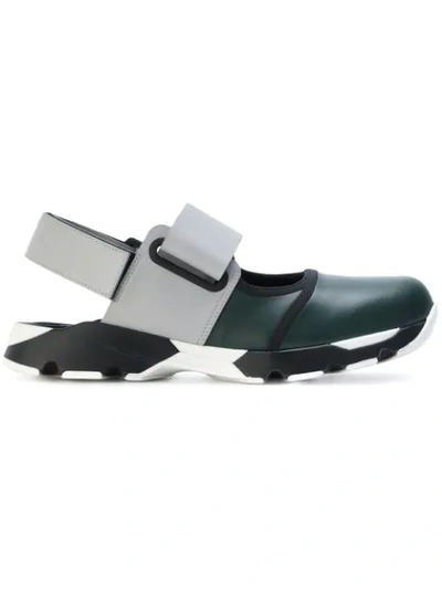Marni Colour Block Sneaker Sandals In Green/grey