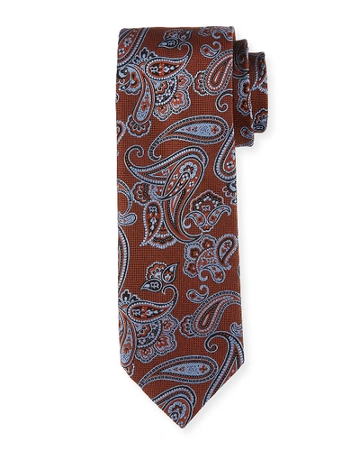 Brioni Woven Paisley Silk Tie In Brown