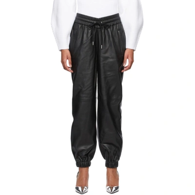 Alexander Wang Black Dipped Waist Jogger Leather Pants