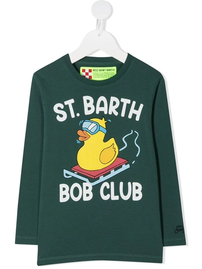 Mc2 Saint Barth Kids' Bob Club Print T-shirt In Green