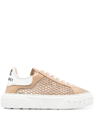 Casadei Mesh Panel Chunky Sole Sneakers In Neutrals