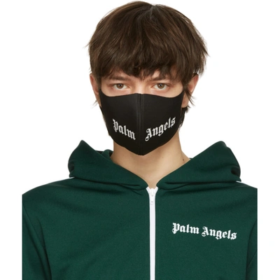 Palm Angels Black Face Mask With White Logo