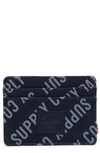 Herschel Supply Co Charlie Rfid Card Case In Roll Call Black/ Sharkskin