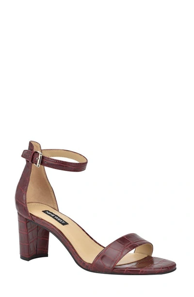 Nine West Pruce Ankle Strap Sandal In Wine Croco