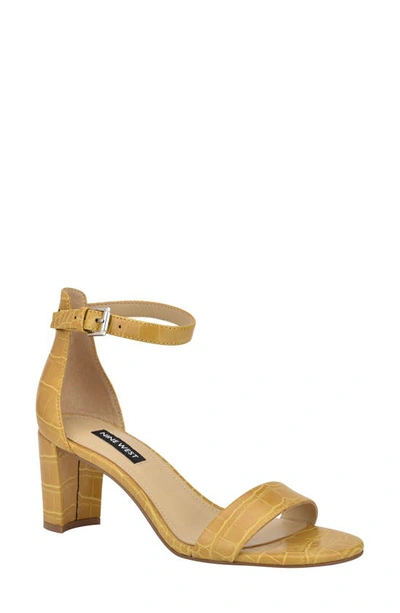 Nine West Women's Pruce Ankle Strap Block Heel Sandals Women's Shoes In Yellow Croco
