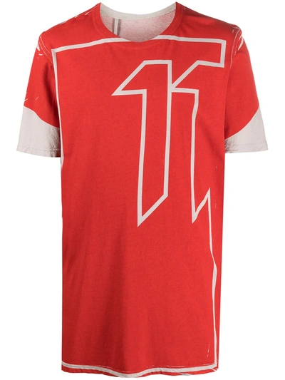 11 By Boris Bidjan Saberi Oversized Logo Print T-shirt In Red