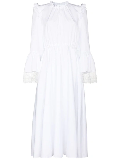 Giambattista Valli Lace-trimmed Cotton Midi Dress In White