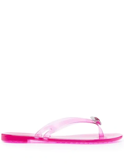 Casadei Crystal-embellished Jelly Flip Flops In Rosa