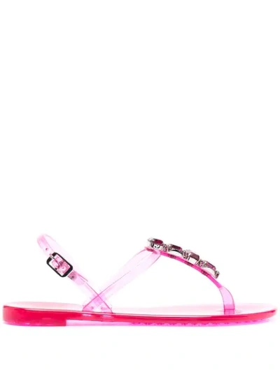 Casadei Crystal-embellished Jelly Sandals In Pink