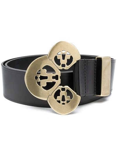 Isabel Marant Engraved-buckle Leather Belt In Black