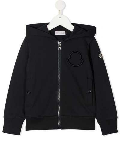 Moncler Teen Logo Patch Hoodie In Black