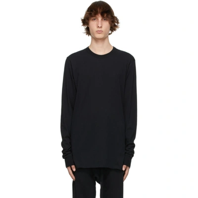 11 By Boris Bidjan Saberi Black Drawstring Long Sleeve T-shirt In Black Dye