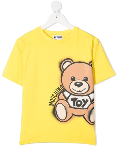 Moschino Teen Teddy Bear-print Short-sleeved T-shirt In Giallo