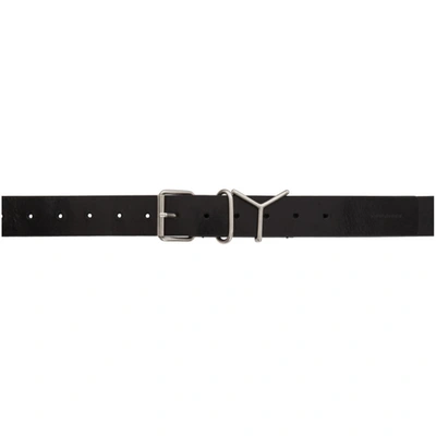Y/project Y Project Classic Y Leather Belt In Black