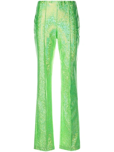 Saks Potts Lissi Texture High Waist Slim Pants In Green