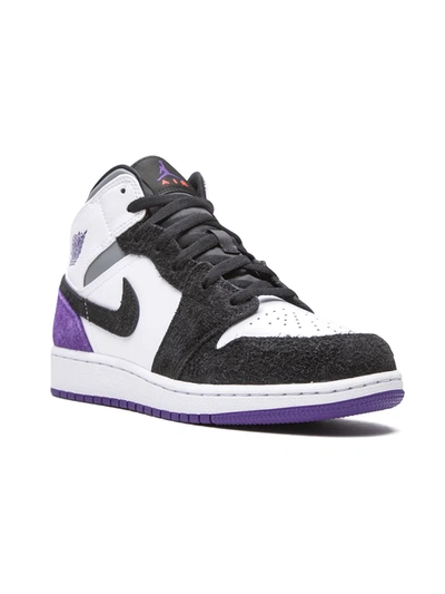 Jordan Kids' Air  1 Mid Se "court Purple Suede" Sneakers In White