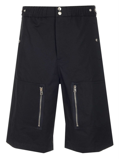 Alexander Mcqueen Knee Pockets Bermuda Shorts In Black