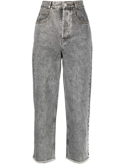 Isabel Marant Étoile Acid-wash Cropped Jeans In Grey