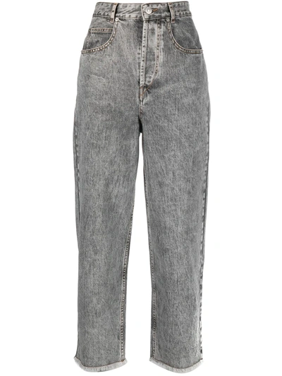 Isabel Marant Étoile Acid-wash Cropped Jeans In Gray