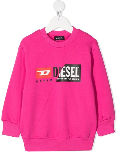 Diesel Kids' Logo Print Sweatshirt In Pink