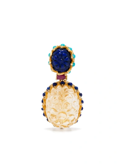 Akansha Sethi Lapis Lazuli Citrine Drop Earrings In Gold