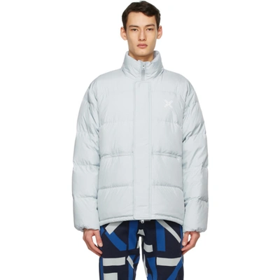 Kenzo Grey Down Sport 'little X' Puffer Jacket In 93 Pale Grey