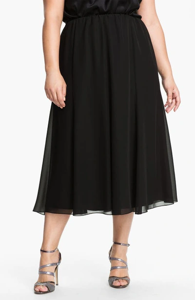 Alex Evenings Plus Size Chiffon Midi Skirt In Black