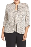 Alex Evenings Foiled Print Twinset In Beige