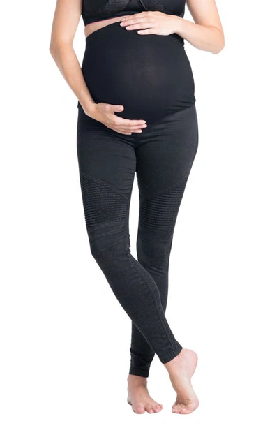 Preggo Leggings Moto Maternity Leggings In Black
