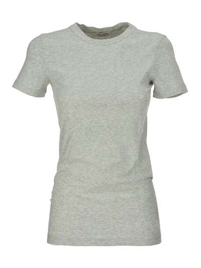 Brunello Cucinelli Stretch Cotton Jersey T-shirt With Monili In Light Grey