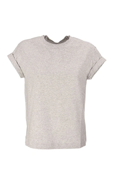 Brunello Cucinelli Stretch Cotton Jersey T-shirt With Precious Faux-layering In Grey
