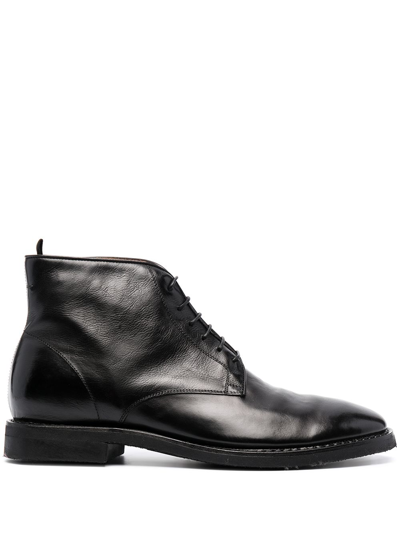 Alberto Fasciani Polished Leather Lace-up Ankle Boots In Чёрный