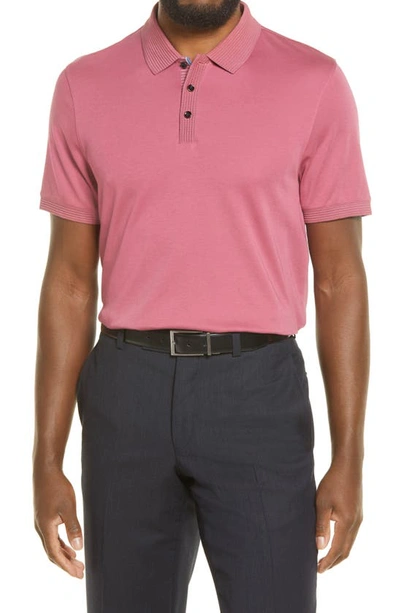 Ted Baker Pumpit Slim Fit Cotton Short Sleeve Polo In Pink