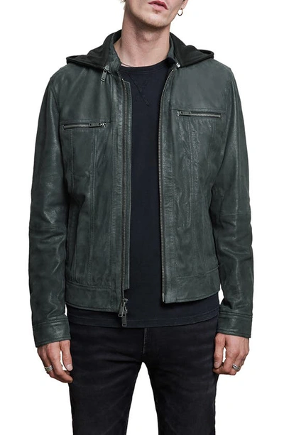 John Varvatos Trace Leather Jacket In Eclipse
