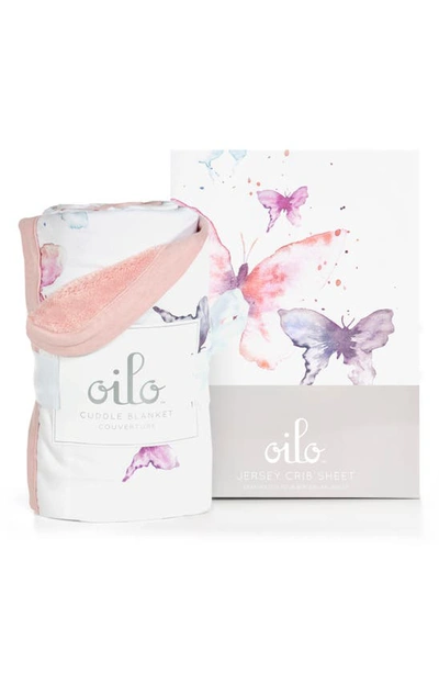 Oilo Bella Cuddle Blanket & Fitted Crib Sheet Set In Butterfly