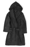 Tekla Organic Cotton Hooded Bathrobe In Ash Black