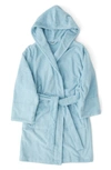 Tekla Organic Cotton Hooded Bathrobe In Aqua