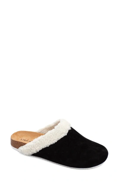 Lisa And Vicky Zeal Faux Shearling Mule In Black Suede