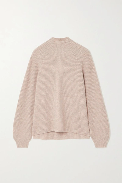 Reformation + Net Sustain Georges Ribbed Recycled Cashmere-blend Turtleneck Sweater In Beige