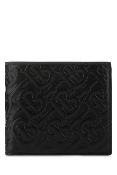 Burberry Monogram Embossed Bifold Wallet In Black