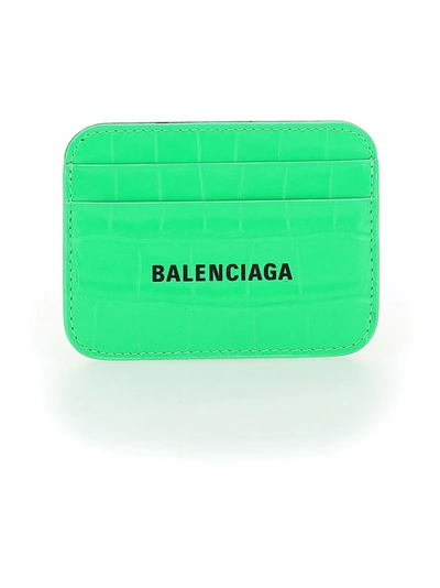 Balenciaga Women's Genuine Leather Credit Card Case Holder Wallet In Green